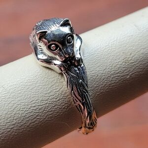 Handmade Cat Ring Sterling Silver Size 8